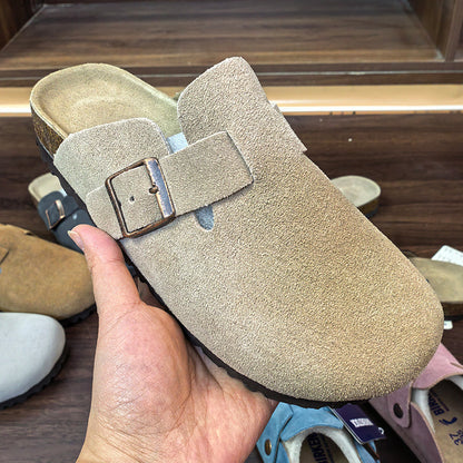 Closed Round Toe Suede Cork Birkenstocks