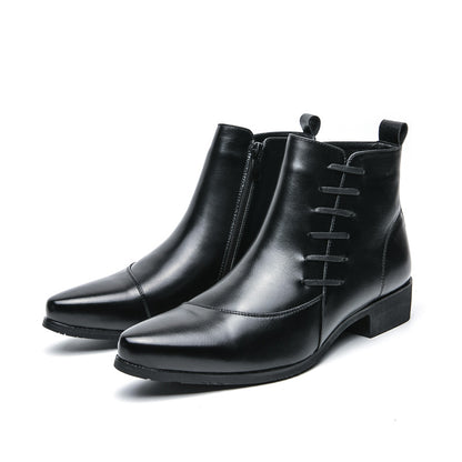 OwenGrid Men's Side Zipper Retro Pointed-toe Casual Martin Boots