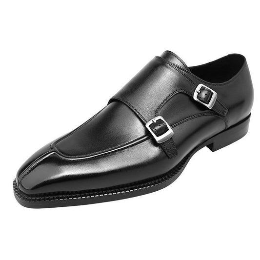 OwenGrid Men's Versatile Double Buckle Business Leather Shoes