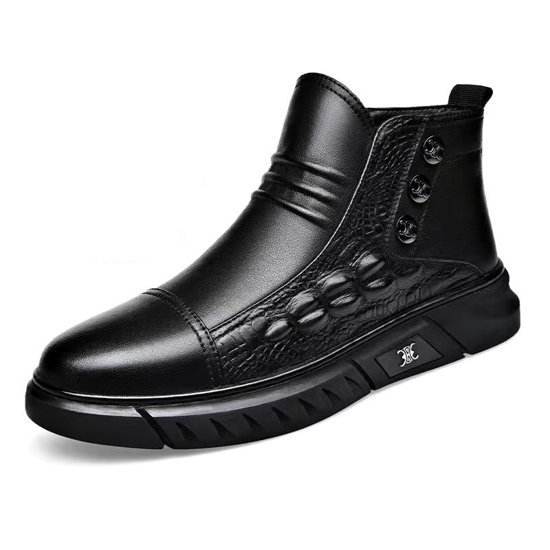 OwenGrid New Men's High-Top Soft-Soled Leather Martin Boots