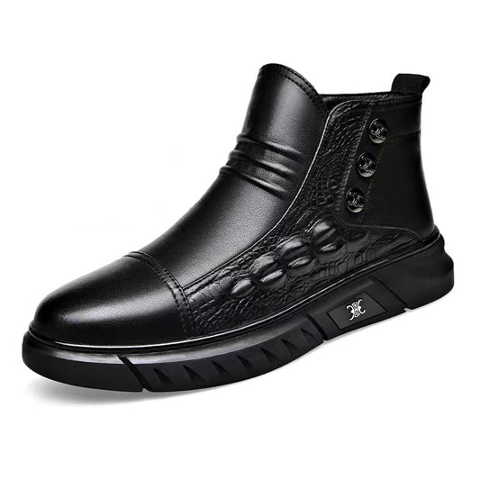 OwenGrid New Men's High-Top Soft-Soled Leather Martin Boots
