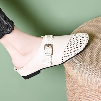 Cowhide New Slippers Fashion Braided Sandals