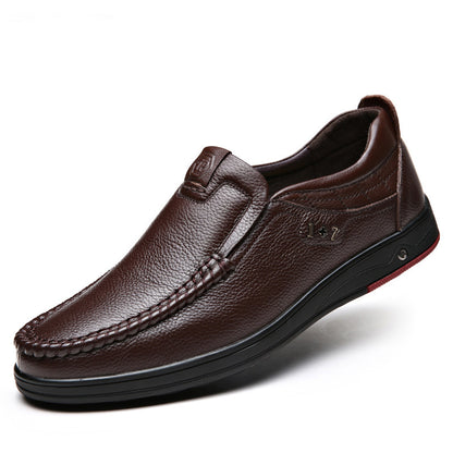 OwenGrid Men's Genuine Leather Soft Insole Casual Business Slip On Loafers