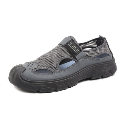 OwenGrid Men's Breathable Anti-collision Mesh Hollow Middle-aged and Elderly Shoes
