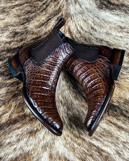Italian Handmade Crocodile Leather Ankle Boots