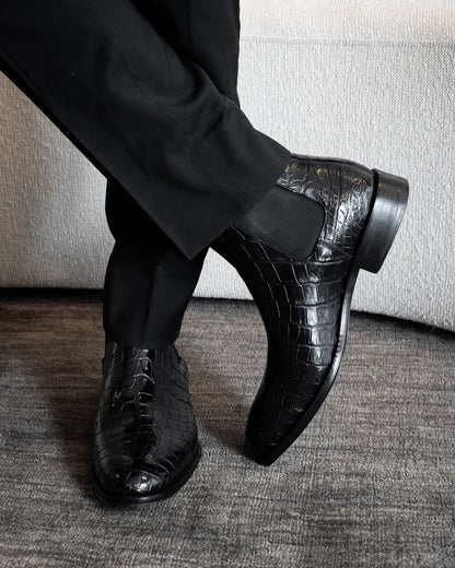 Italian Handmade Side Zipper Crocodile Leather Boots