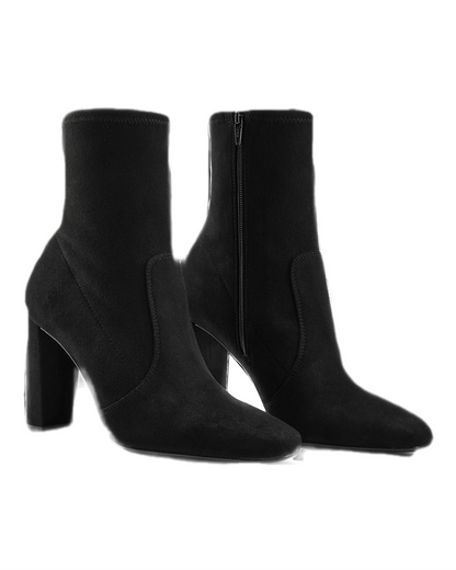 Autumn Women's Pointed Suede Chunky Heel Ankle Boots