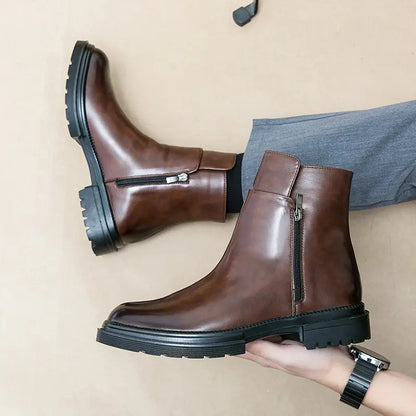OwenGrid Men's Business Fashion Zipper Side Ankle Boots