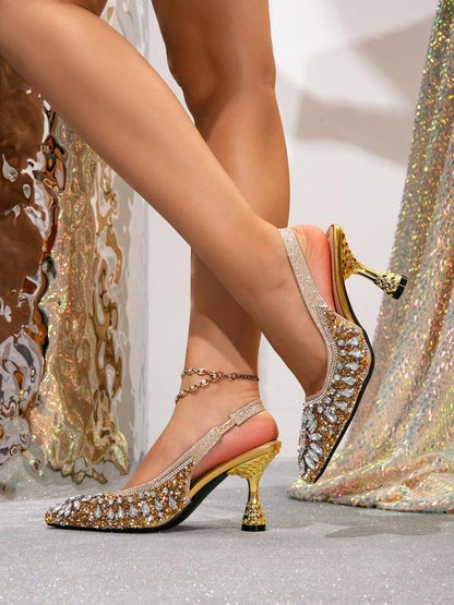 Luxurious Elegant Pointed Toe Rhinestone High Heels