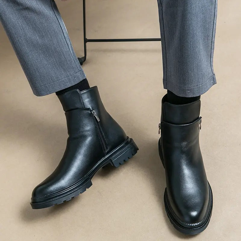 OwenGrid Men's Business Fashion Zipper Side Ankle Boots