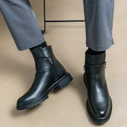 OwenGrid Men's Business Fashion Zipper Side Ankle Boots