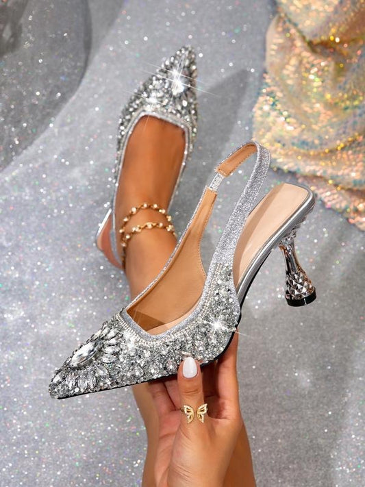 Luxurious Elegant Pointed Toe Rhinestone High Heels