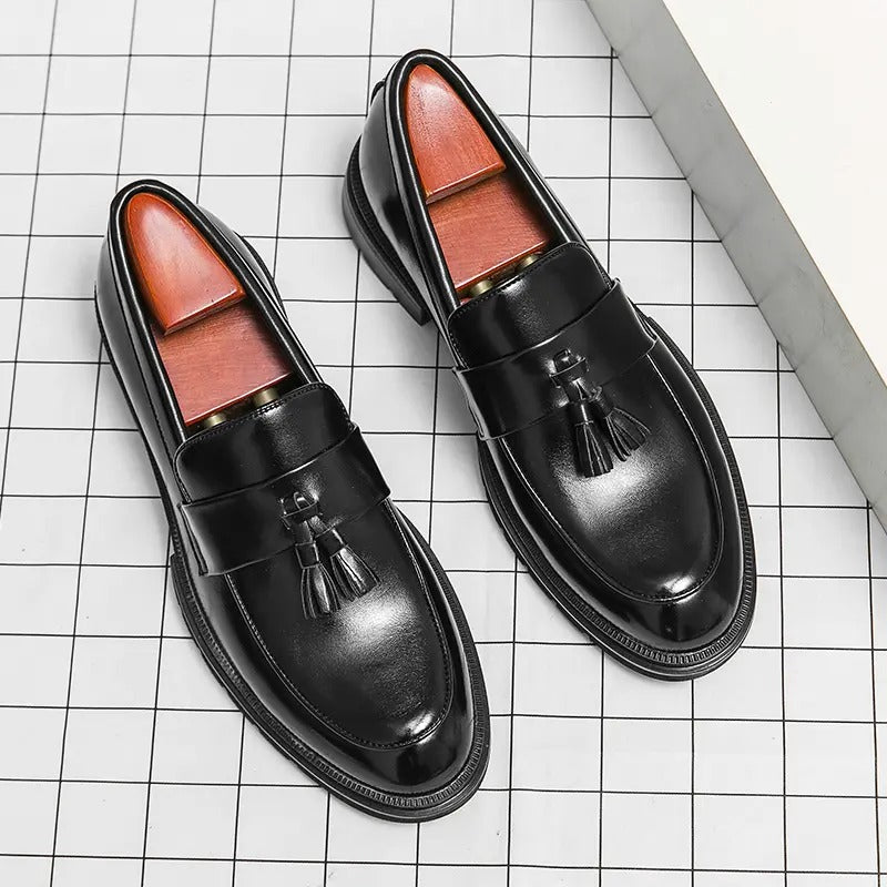 OwenGrid Men's Fashionable Casual Tassel Decor Leather Slip-on Shoes