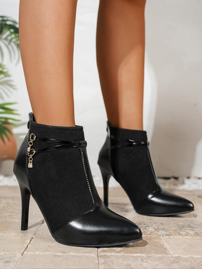 Women's Buckle Decor Rhinestone Pendant Elegant  Winter Boots