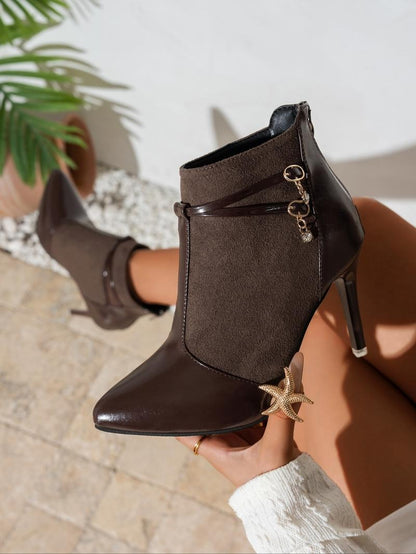 Women's Buckle Decor Rhinestone Pendant Elegant  Winter Boots