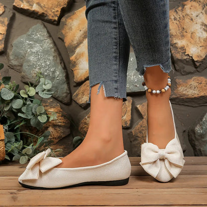 Women's Spring Bow Detail Lightweight Slip On Flats Casual Shoes