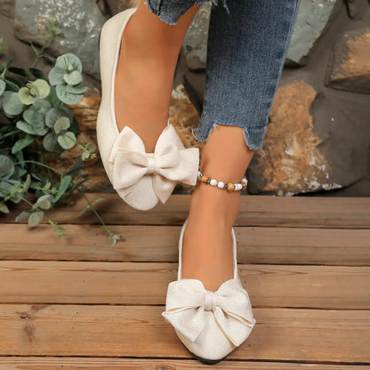 Women's Spring Bow Detail Lightweight Slip On Flats Casual Shoes