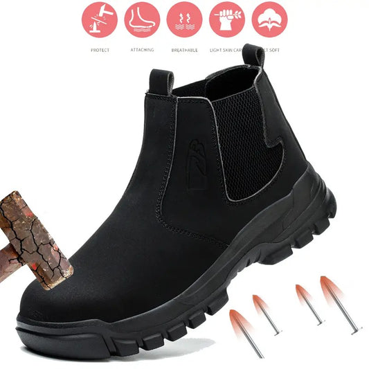 OwenGrid Men's Safety Work Boots Steel Toe Waterproof Anti Impact And Anti-Puncture