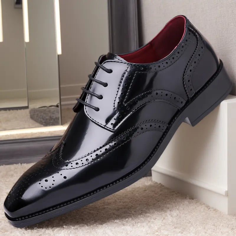 OwenGrid Men’s Wingtip Oxford Brogue Detailing Dress Shoes