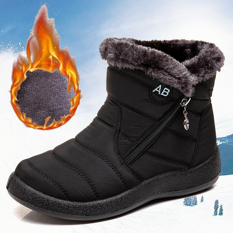 Womens Warm Fur Lined Winter Waterproof Ankle Boots