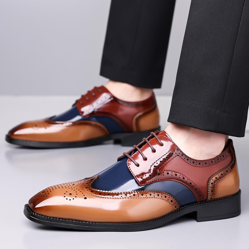 OwenGrid Men’s Wingtip Oxford Brogue Detailing Dress Shoes