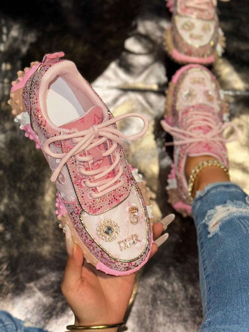 Studded Ditsy Floral Pattern Rubber Sole Casual Shoes