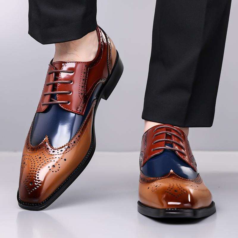 OwenGrid Men’s Wingtip Oxford Brogue Detailing Dress Shoes