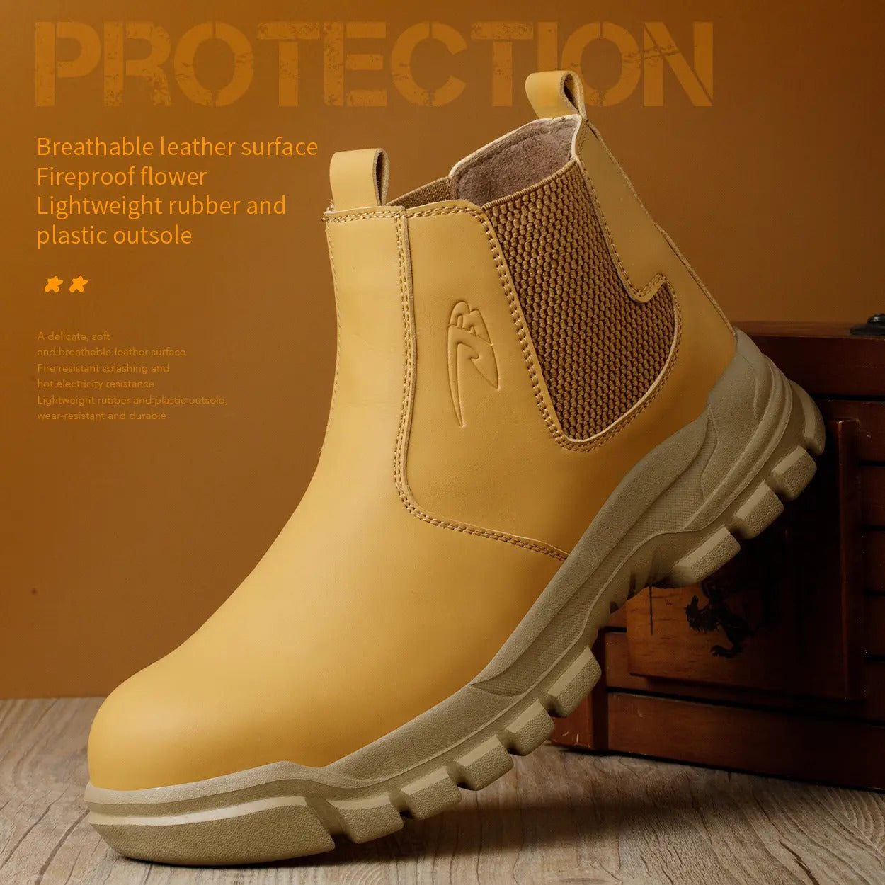 OwenGrid Men's Safety Work Boots Steel Toe Waterproof Anti Impact And Anti-Puncture