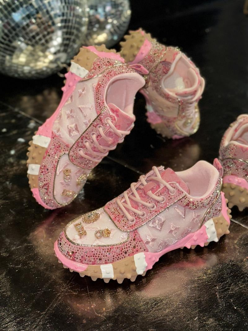 Studded Ditsy Floral Pattern Rubber Sole Casual Shoes