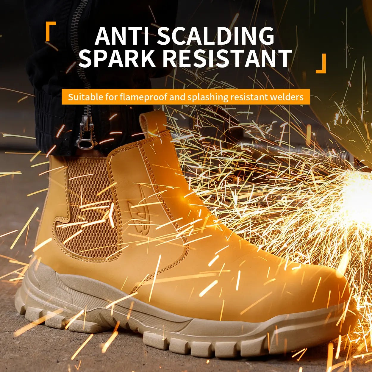 OwenGrid Men's Safety Work Boots Steel Toe Waterproof Anti Impact And Anti-Puncture
