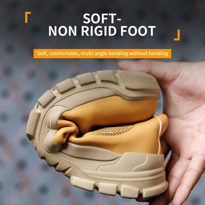 OwenGrid Men's Safety Work Boots Steel Toe Waterproof Anti Impact And Anti-Puncture