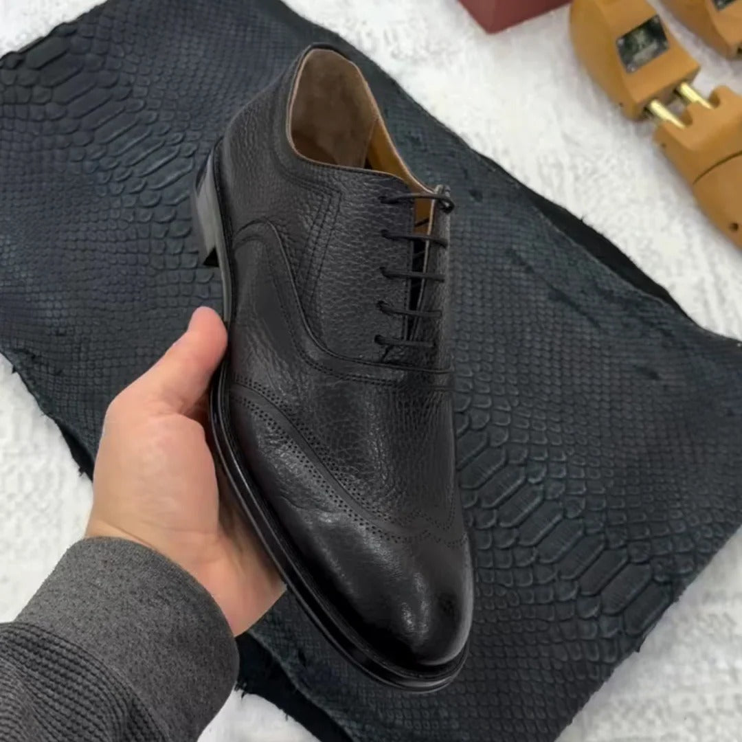 Black Men's Genuine Leather Oxford Dress Shoes