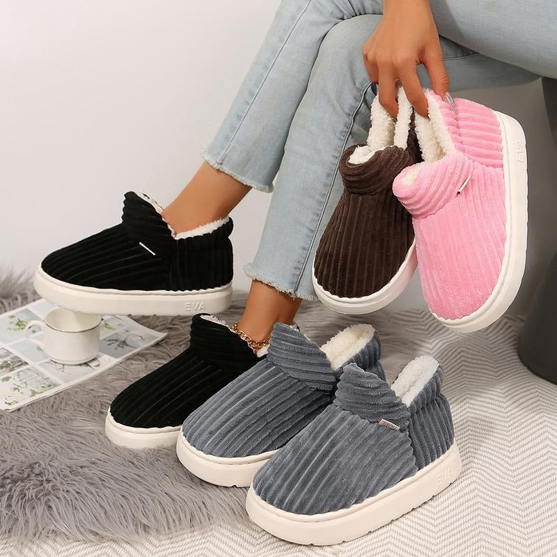 Plush Warm Indoor Outdoor Ankle Bootie Memory Foam Anti-Slip Shoes
