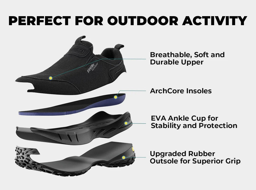 FitVille Men's Low-Top LugMax Outdoor Slip-On Sneakers