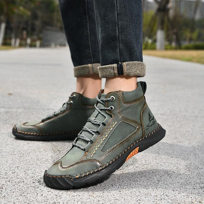 OwenGrid Men's Suede Handcrafted Stitching Casual Shoes