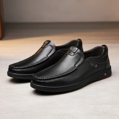 OwenGrid Men's Genuine Leather Soft Insole Casual Business Slip On Loafers
