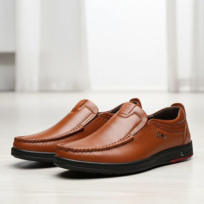 OwenGrid Men's Genuine Leather Soft Insole Casual Business Slip On Loafers