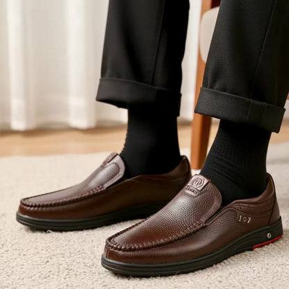 OwenGrid Men's Genuine Leather Soft Insole Casual Business Slip On Loafers