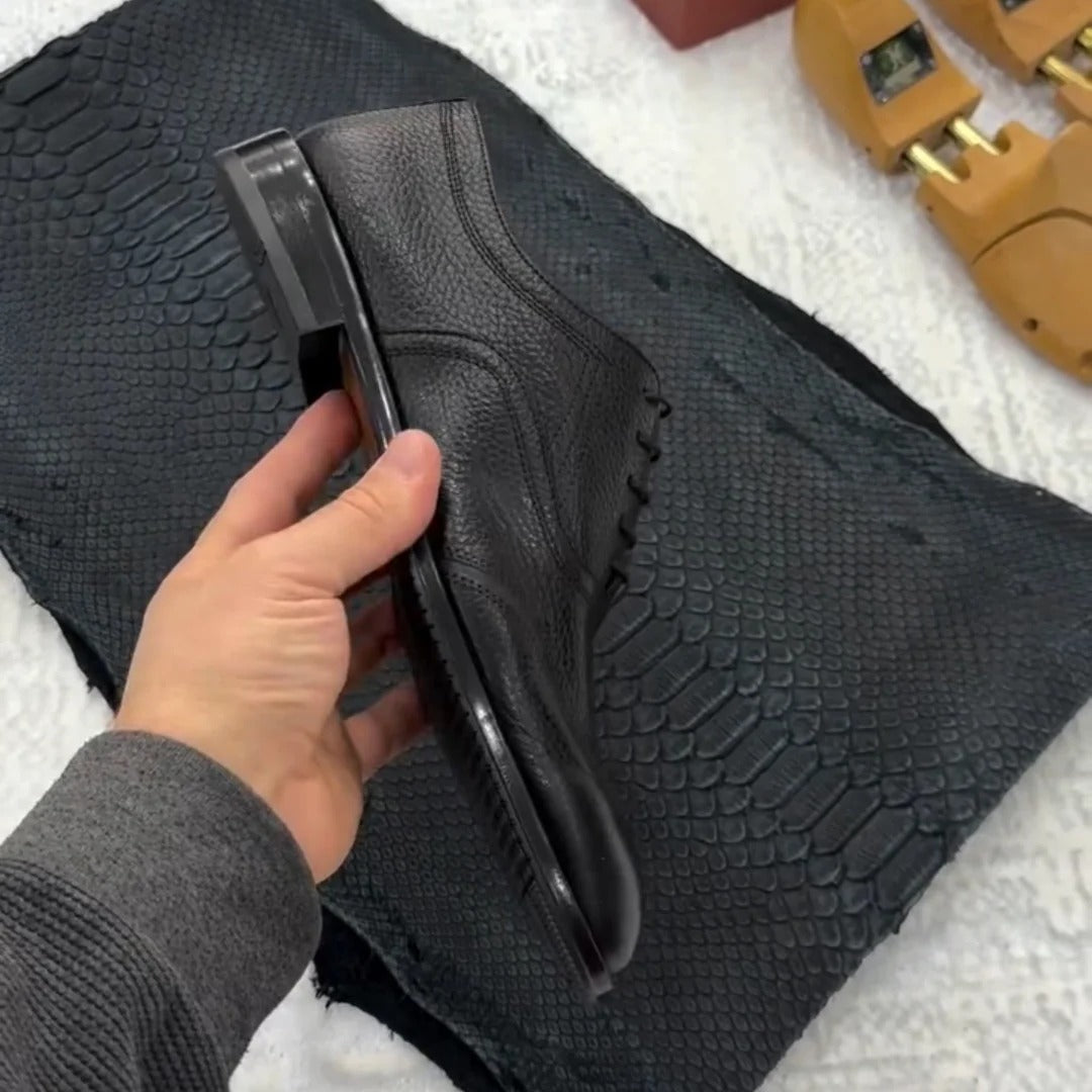 Black Men's Genuine Leather Oxford Dress Shoes