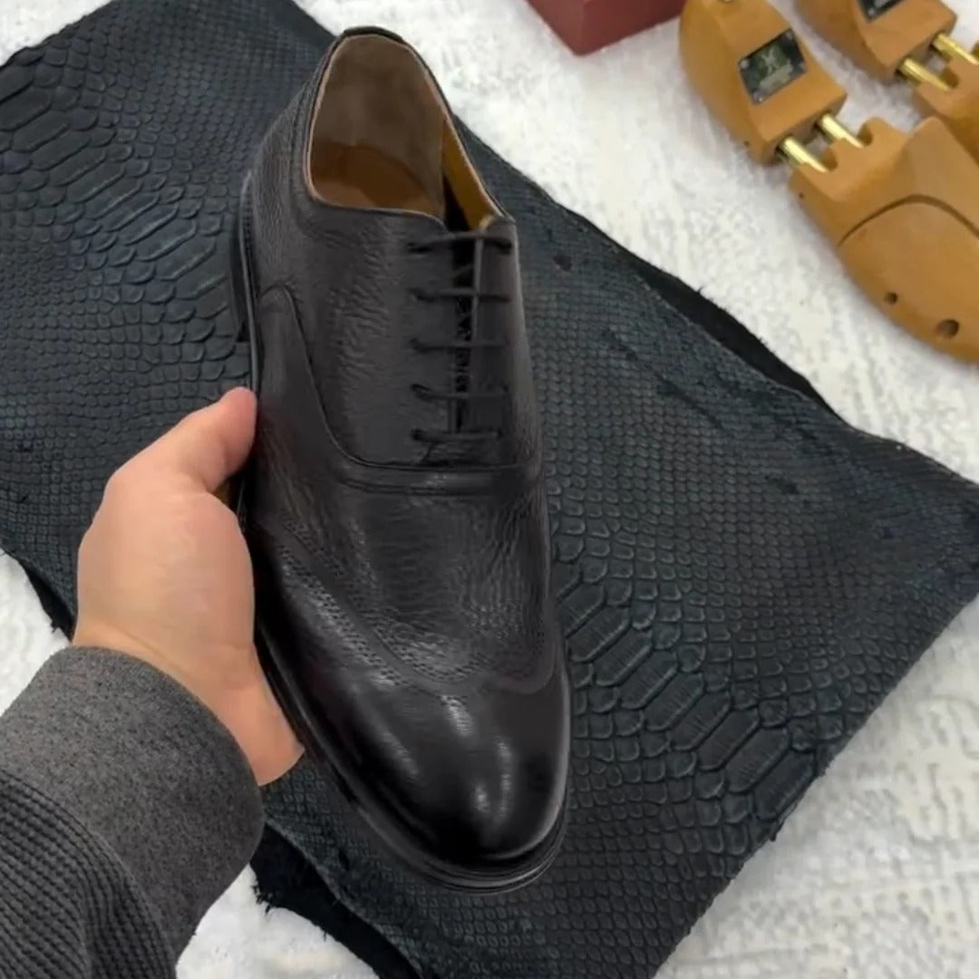 Black Men's Genuine Leather Oxford Dress Shoes