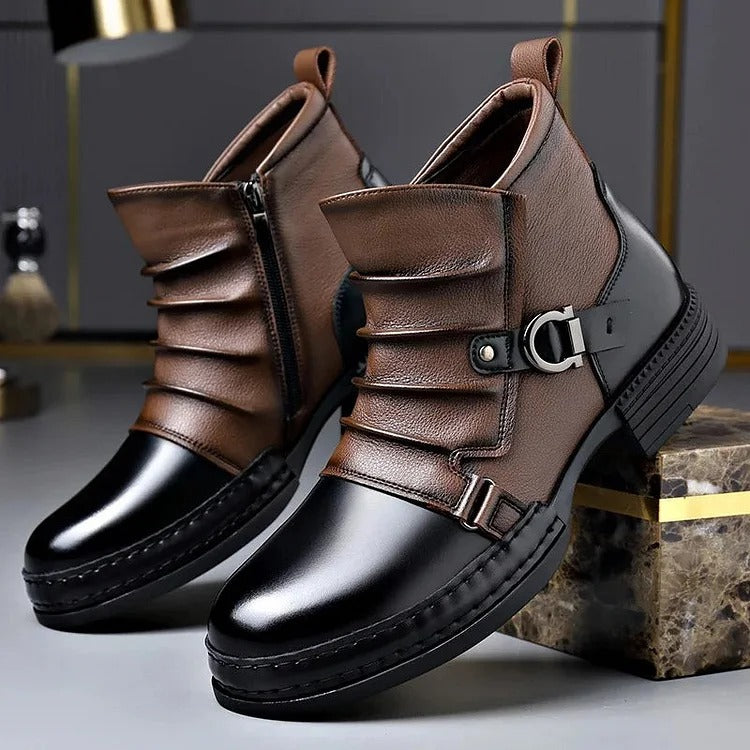 OwenGrid Men's Genuine Leather Ankle Boots