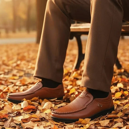 OwenGrid Men's Genuine Leather Soft Insole Casual Business Slip On Loafers