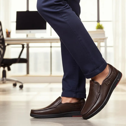 OwenGrid Men's Genuine Leather Soft Insole Casual Business Slip On Loafers