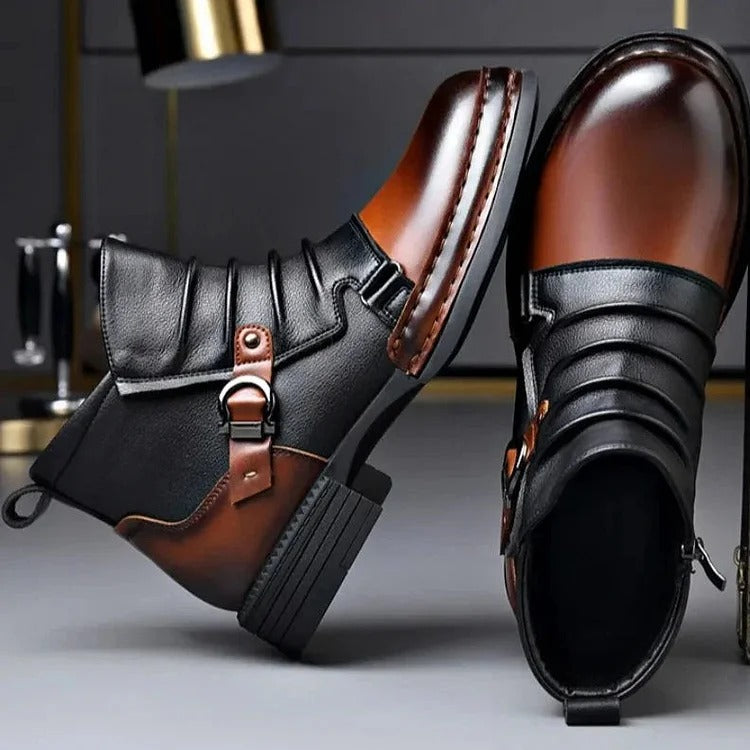 OwenGrid Men's Genuine Leather Ankle Boots