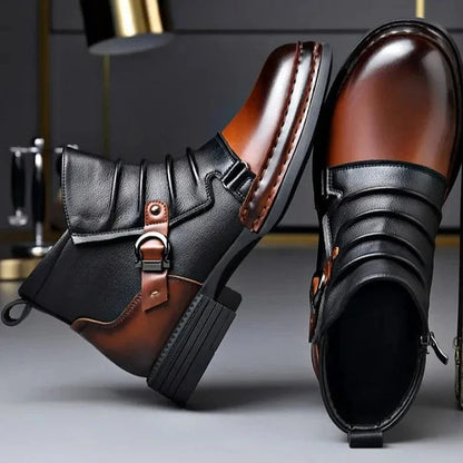 OwenGrid Men's Genuine Leather Ankle Boots