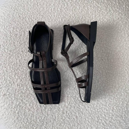 Women's Simple Square-soled Ankle Strap Flat Sandals