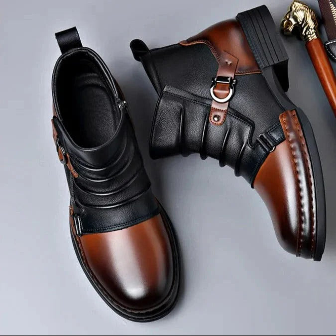 OwenGrid Men's Genuine Leather Ankle Boots