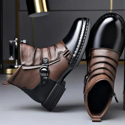 OwenGrid Men's Genuine Leather Ankle Boots