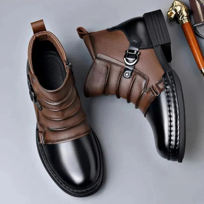 OwenGrid Men's Genuine Leather Ankle Boots