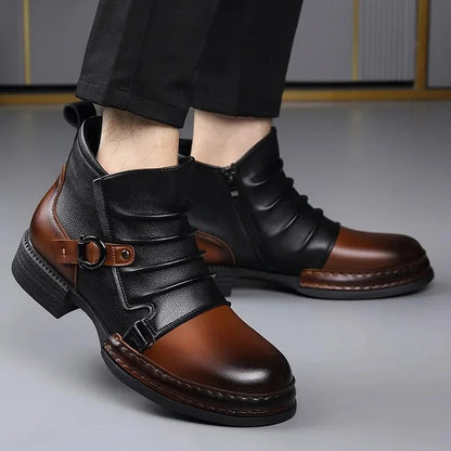 OwenGrid Men's Genuine Leather Ankle Boots